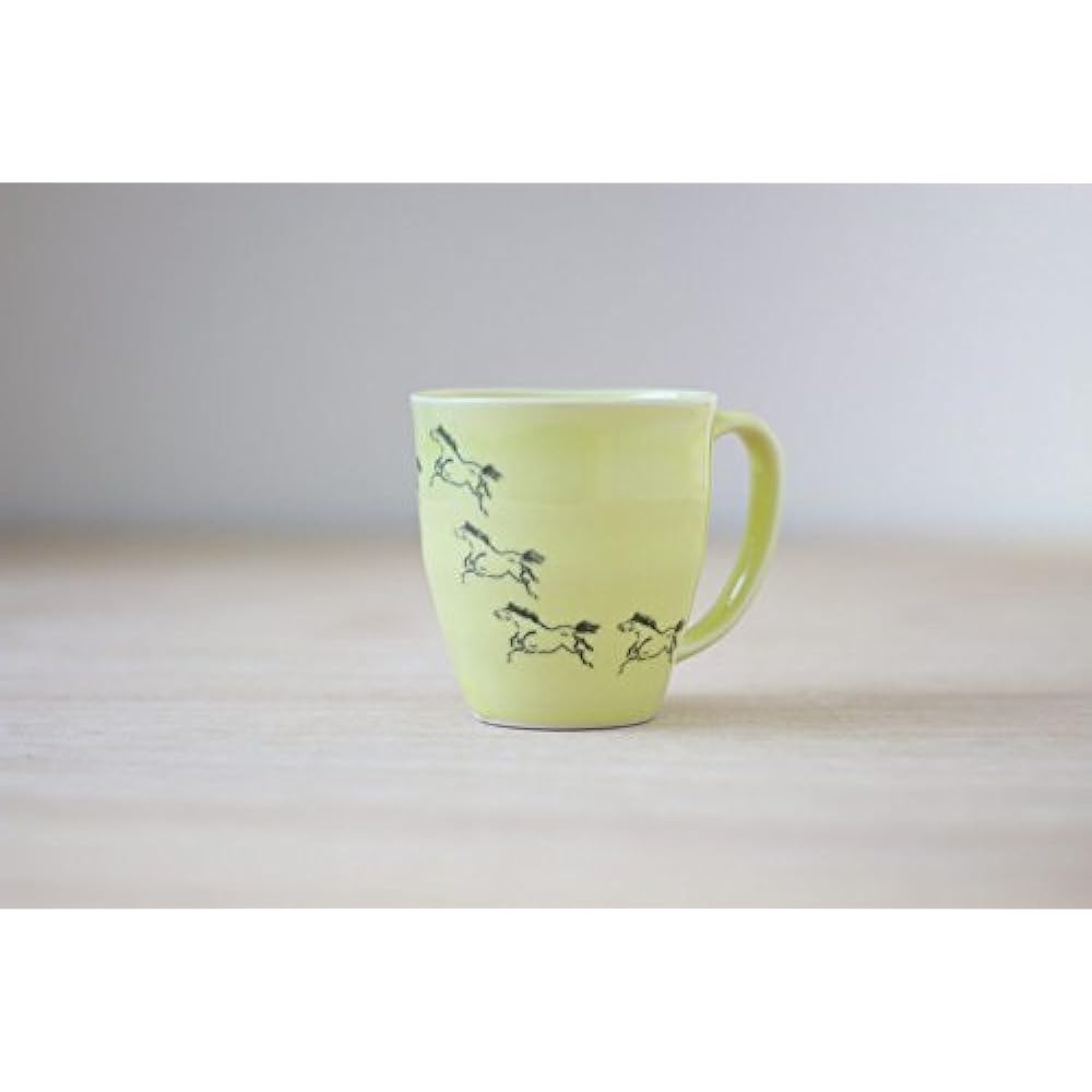 Ohori Soma Ware Matsunaga Kiln Uma Kuyukihisa (Successful) Mug 2 Colors Pair Set Green Yellow