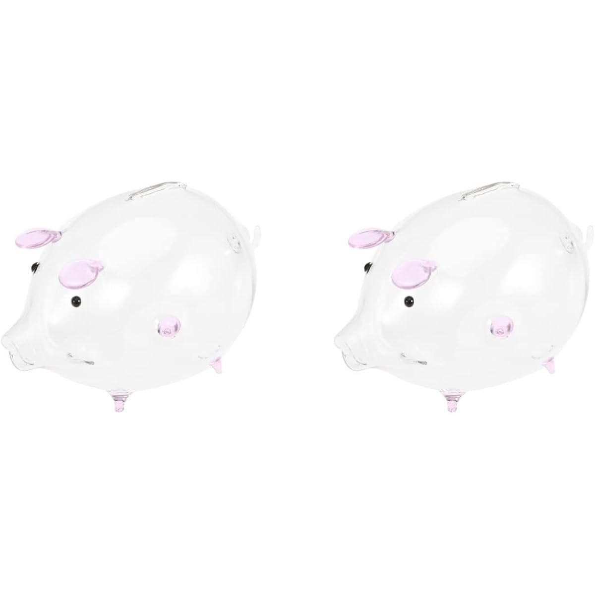 Veemoon Glass Piggy Bank Animal Money Box Animal Coin Bank Savings Jar Clear Glass Coins 2pcs