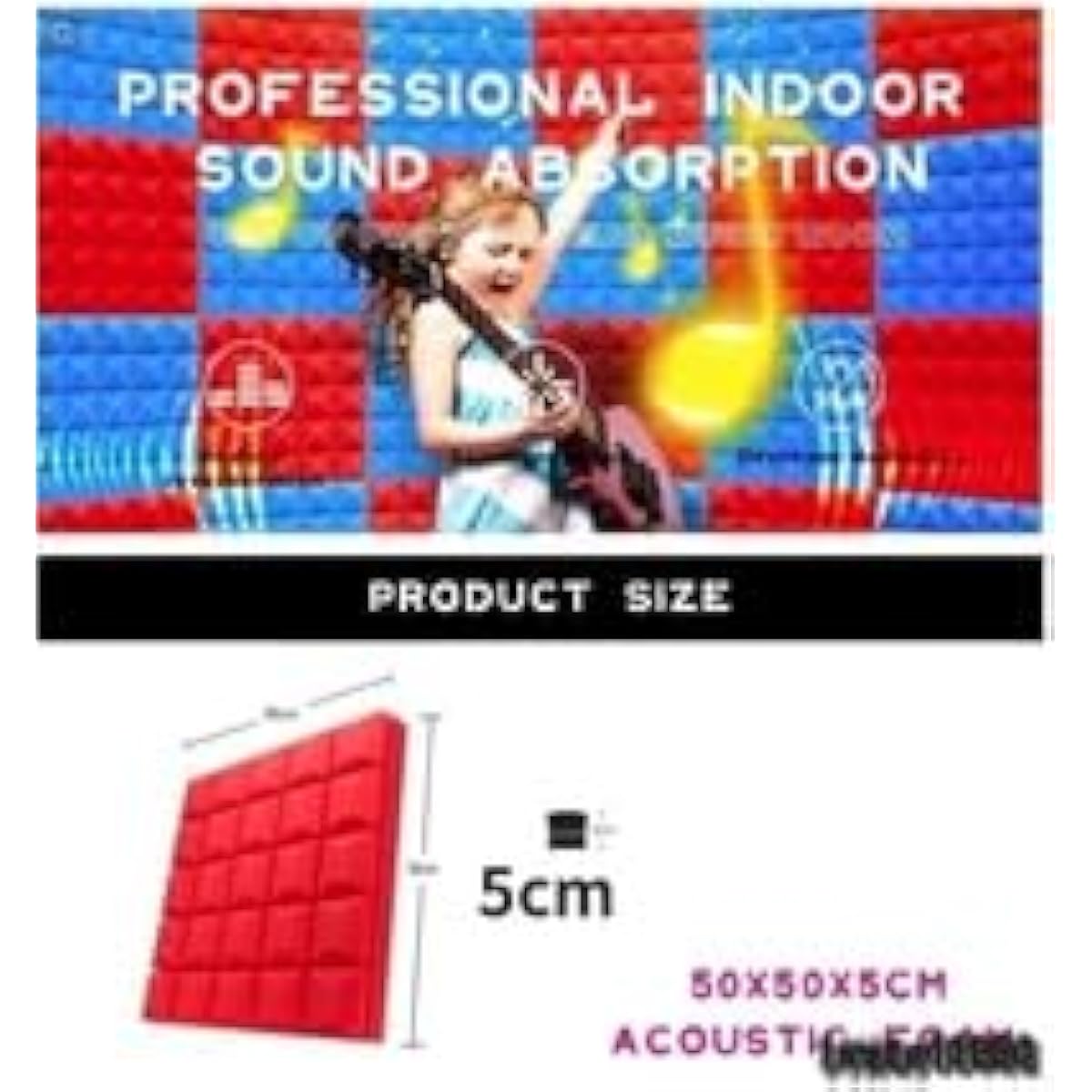 utr Soundproofing Sound Absorbing Material DIY Panel Soundproof Wall Sticker Studio Acoustic Absorption Music Kids Foam 500x500x50mm Set of 4