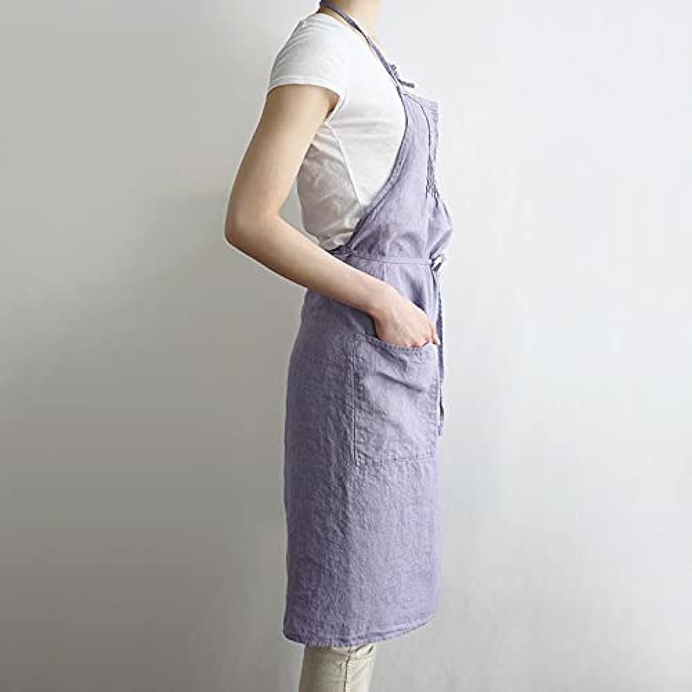 Lino e Lina Full Apron Sabine Old Lilac Apron Cute Simple Natural Apron Linen
