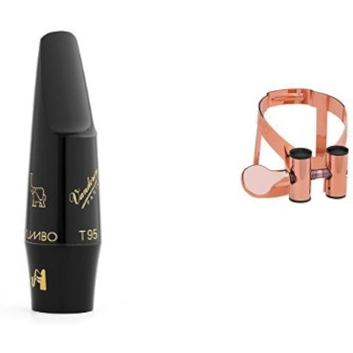Vandoren tenor saxophone mouthpiece "Jumbo Java T95" & ligature "M|O" pink gold plated set