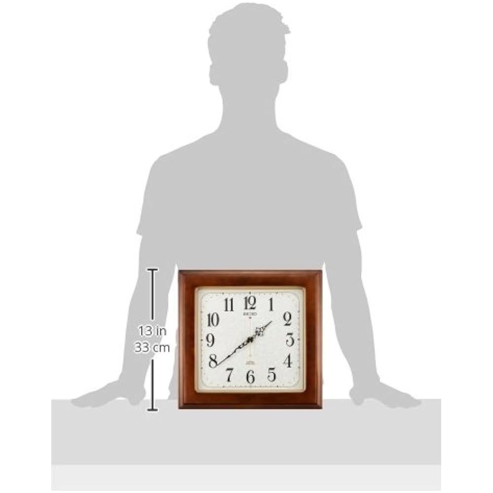 Seiko Clock Wall Clock Radio Analog Square Wooden Frame Brown Wood KS298B