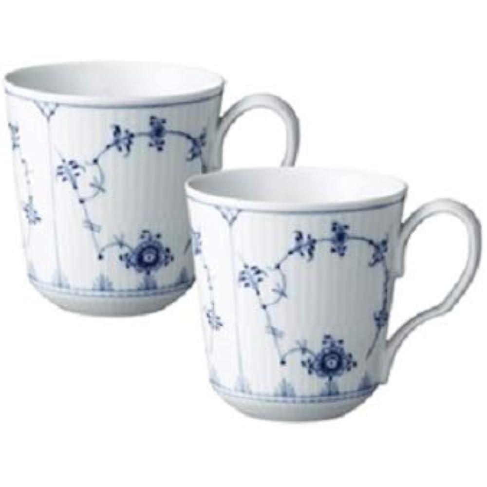 Royal Copenhagen Blue Fluted Plain Mugs Pair 380ml 1101043 1101043 [Parallel Import]