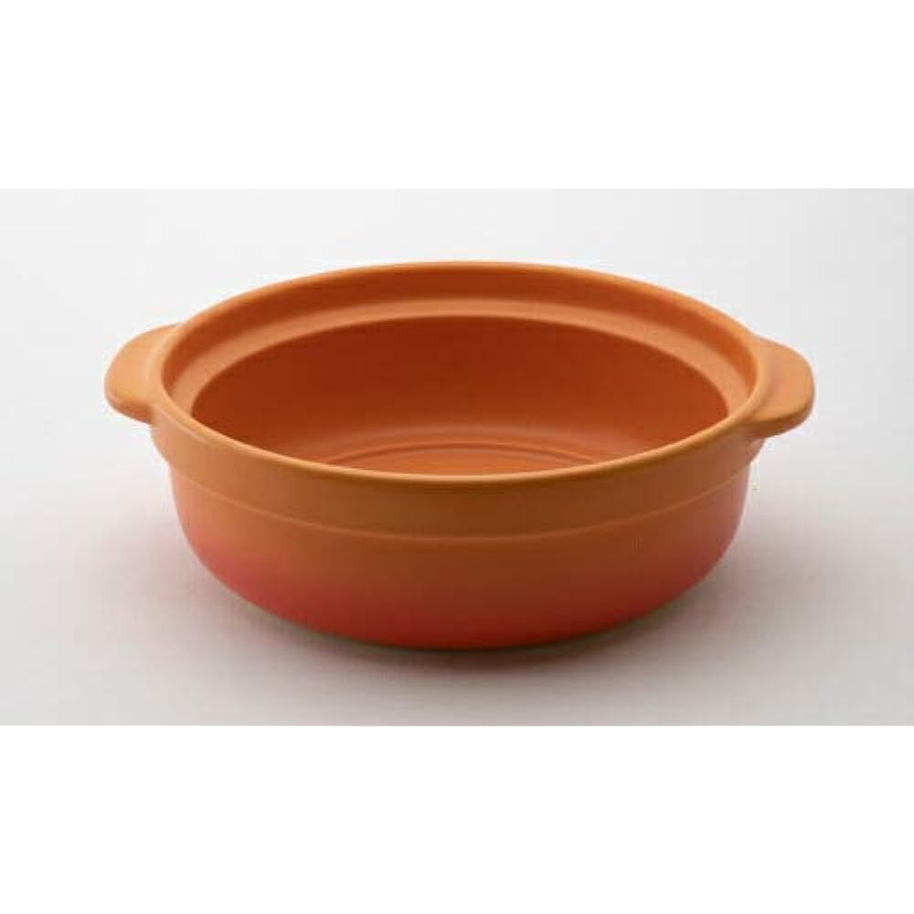 [Made in Japan, Mino Ware] Banquet No. 7 Earthen Pot Bake Orange with IH plate [For 1 to 2 people, Stylish, Made in Japan, IH compatible, KOYO] Microwave/oven compatible