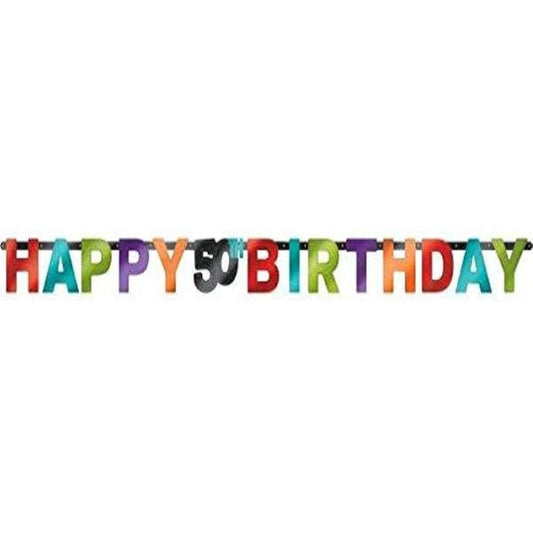amscan 50th Birthday Foil Letter Banner, 17cm tall