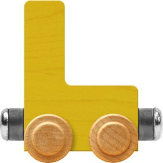 Maple Landmark NameTrain Bright Letter Car L - Made in the USA (Yellow)