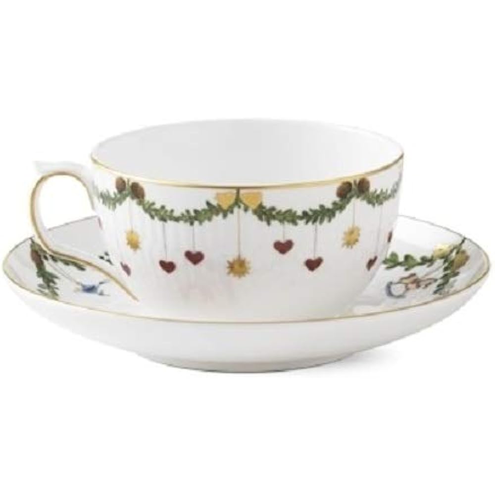 Royal Copenhagen Star Fluted Christmas Collection Tea Cup & Saucer 300ml 2503086 2503086 [Parallel Import]