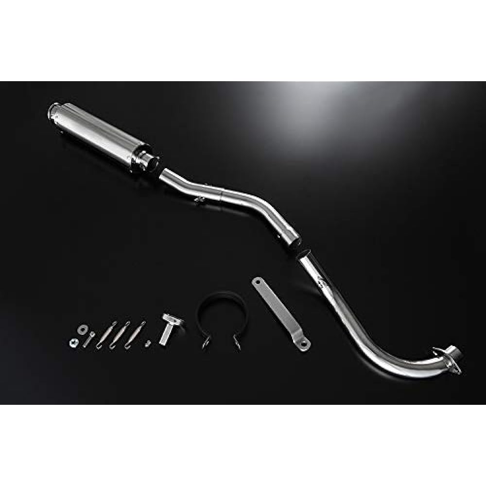 Bike Parts Center Honda Monkey Z50J Stainless Muffler 2027 & Bike Mirror Plated Mirror Left/Right Set 8mm Honda Original Screw 6001 [Set Purchase]