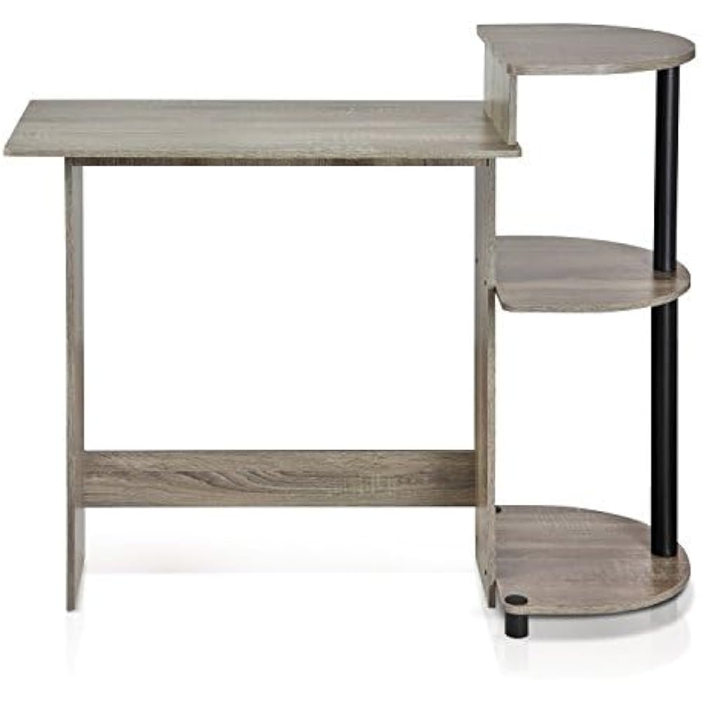 Furinno Compact Computer Desk with Shelf Color: French Oak Gray/Black