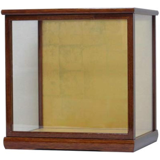 Wooden doll case (inner dimensions of case shown) Glass, Zelkova lacquer, door type, May doll case, Hina doll case, Hakata doll, Takasago doll, Kimekomi doll (Width 29.5 x Depth 24 x Height 29.5 cm)