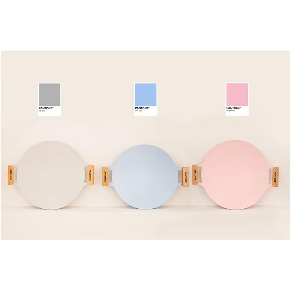 PANTONE Korean Iron Plate Griddle, 36cm, 3colors, IH Compatible, No Seasoning Required, Can Be Used Over Open Fire/Camping/Outdoor/Indoor (Angel Pink)