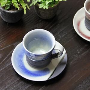 Shigaraki Ware Couple Coffee Cup Pair [Raspberry/Blueberry Coffee Cup w907-03_907-04 Couple Set] Shigaraki Ware Cup & Saucer for 2 Customers Pottery Pottery Mug Tableware Soup Cup Beer Mug Cafe Mug Cup Sosa Fashionable Stylish Gift Present