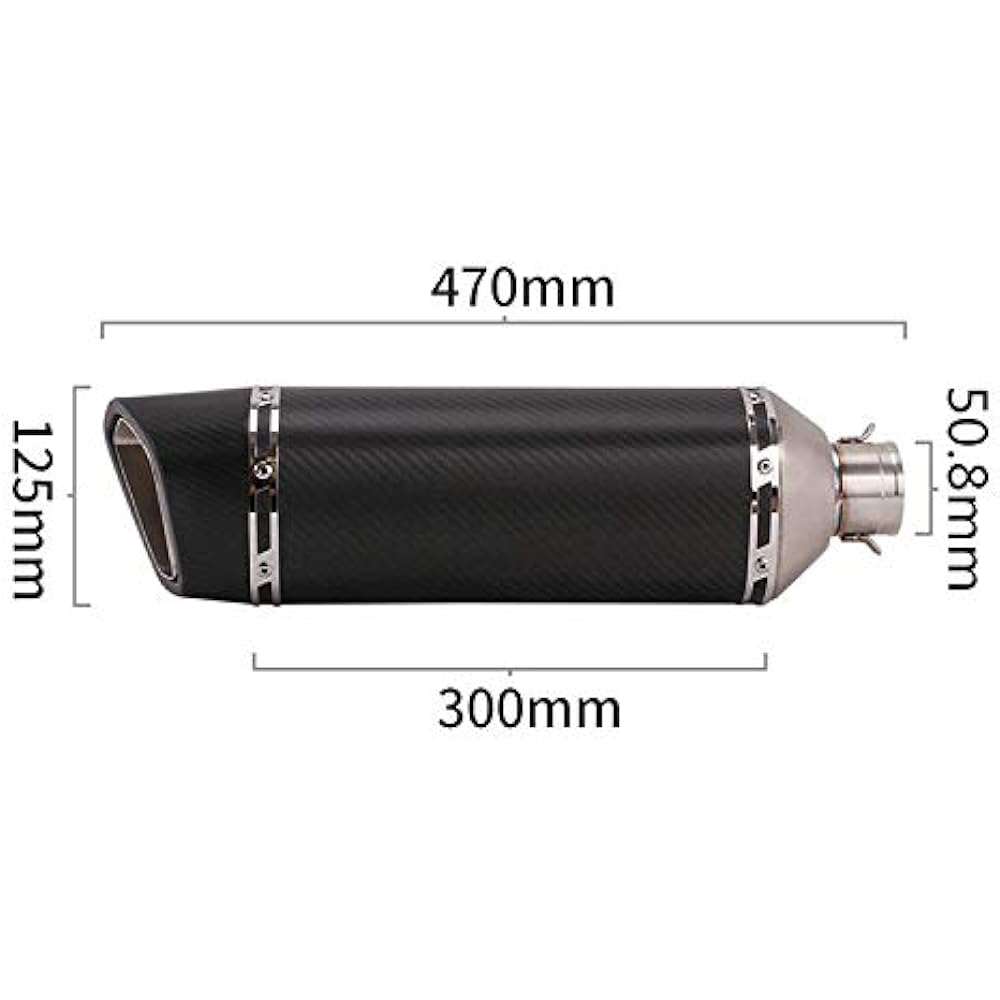 Bike Slip-on Muffler Bike Silencer Stainless Steel + Carbon General Purpose 50.8mm Length 470mm