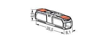 221-2401 | WAGO Lever-Nuts® Inline Splicing Connector | For solid and stranded conductors | 2 conductors with operating lever | 20-12AWG | Transparent housing | White cover | [Box of 60]