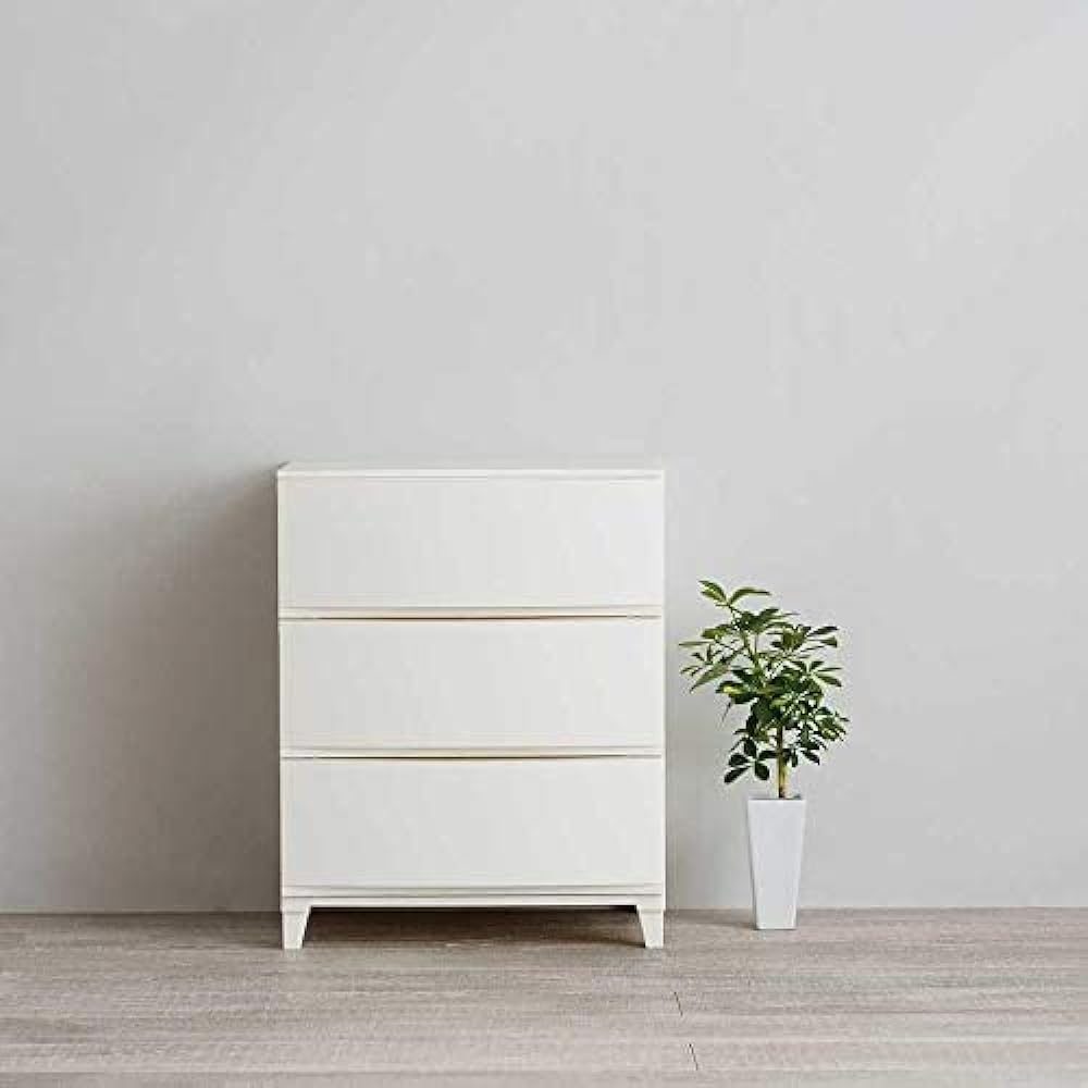 Sanka Rooms Storage Chest White Wide 3 Tiers (Width 54 x Depth 42 x Height 68 cm) Drawers that can be pulled out and tightened easily Scratch-resistant matte panel Easy assembly Stylish Storage case Storage box Made in Japan Clothes case Drawer Living ro