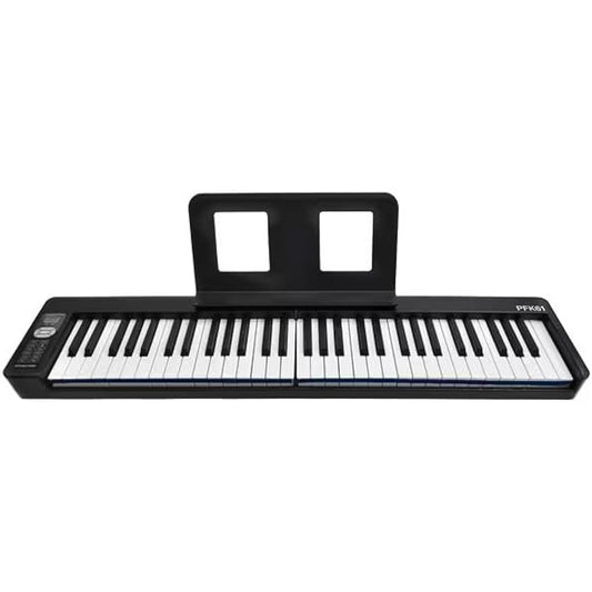 PLAYTECH Portable Keyboard 61 Keys Foldable 128 Tones Soft Case Included Folds in half for easy transport
