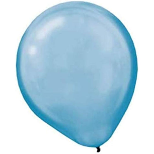 Amscan Lustrous Pearlescent Latex Balloons (100 Count), 12", Powder Blue