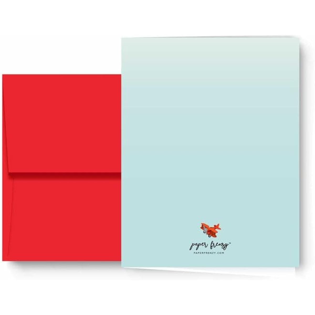 Paper Frenzy Aviator Pilot Santa Christmas in a Plane Holiday Cards with Red Envelopes - Pack of 25