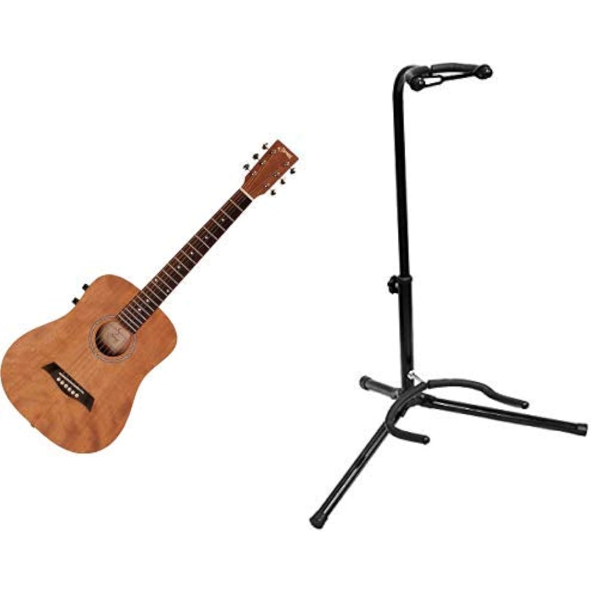 S.Yairi Compact Acoustic Series Mini Electric Acoustic Guitar YM-02E/MH Mahogany (Soft Case Included) + Guitar Stand Set