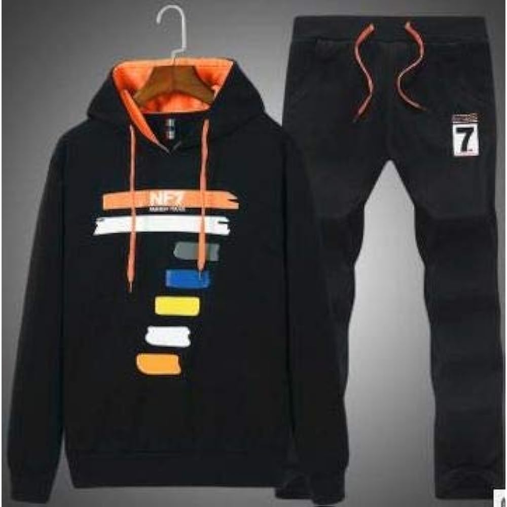 [aspersio] [aspersio] Pullover design sweatshirt colorful pants 2-piece set for men
