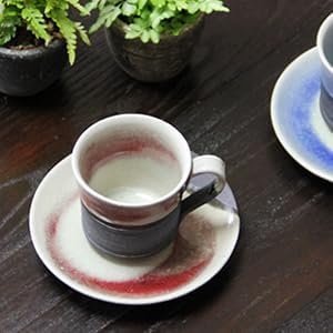 Shigaraki Ware Couple Coffee Cup Pair [Raspberry/Blueberry Coffee Cup w907-03_907-04 Couple Set] Shigaraki Ware Cup & Saucer for 2 Customers Pottery Pottery Mug Tableware Soup Cup Beer Mug Cafe Mug Cup Sosa Fashionable Stylish Gift Present