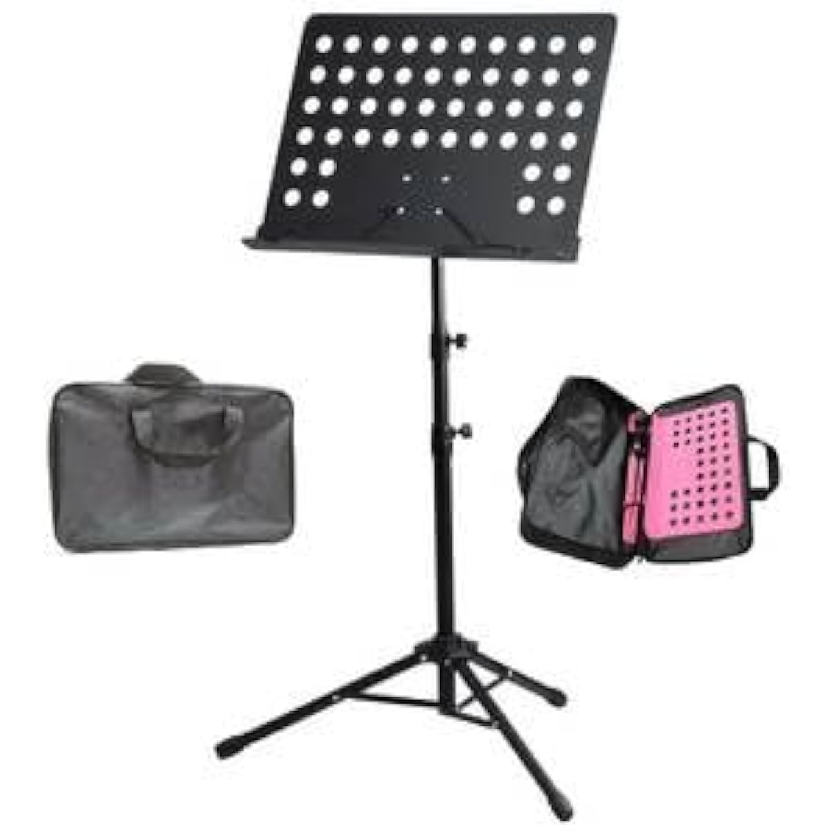 Music stand, steel, foldable, musical instrument, sheet music, stand, assembly required, music stand, storage bag included