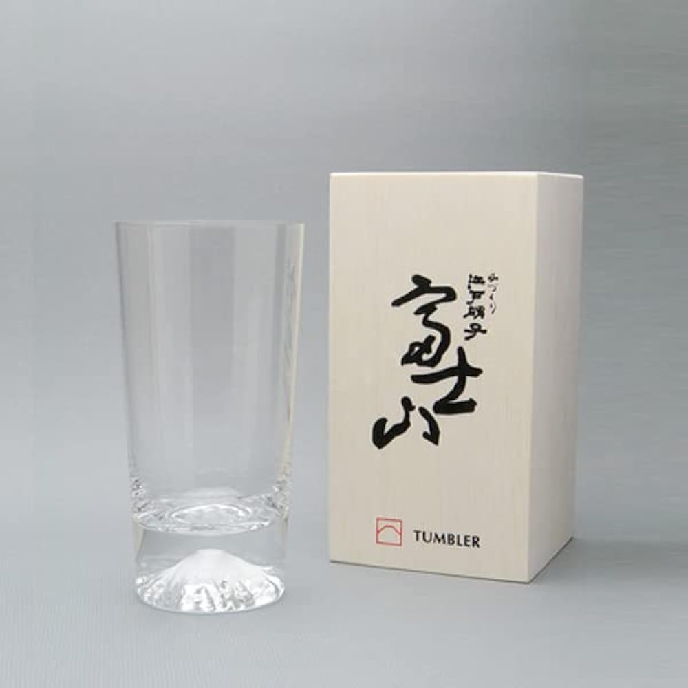[Mt. Fuji shines at the bottom] Mt. Fuji glass tumbler, Tajima Glass, with original wooden box