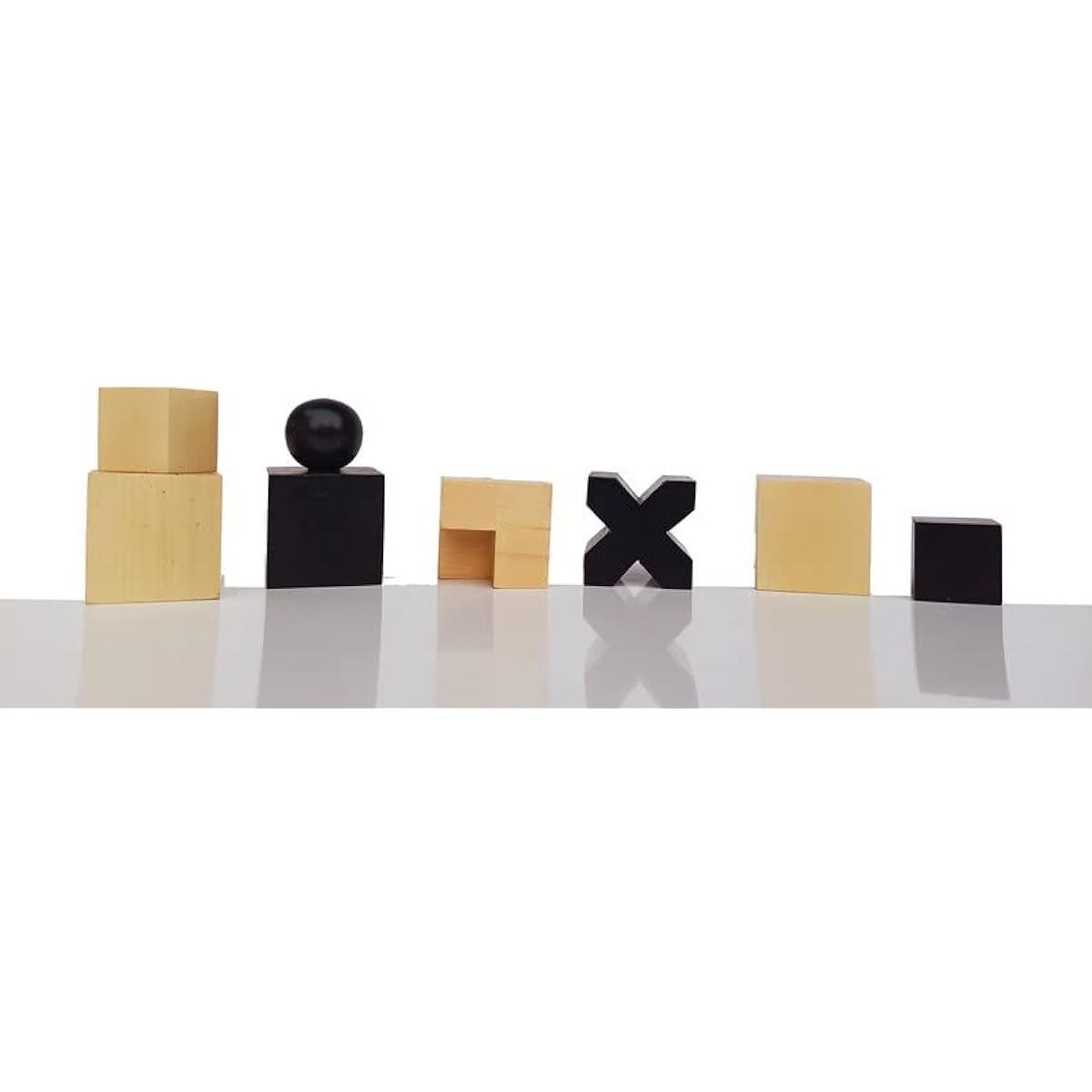 Minimalist Wooden Chess Set - 1923 Josef Hartwig Bauhaus Model Chess Pieces - Bonized Boxwood - Solid Wood Luxury Chessmen