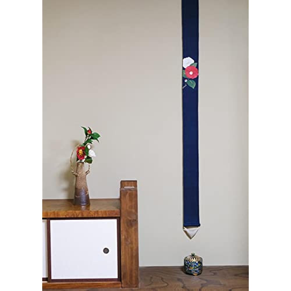 Tapestry "Red Camellia White Camellia" Japanese Style Modern Linen Fabric Thin Tapestry Wall Hanging