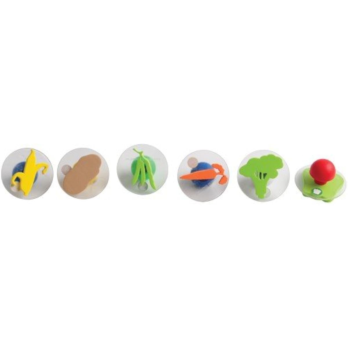 Constructive Playthings 12 3" Tall Fruits and Vegetables with Large Knobs Stamp Set # Ages 18+