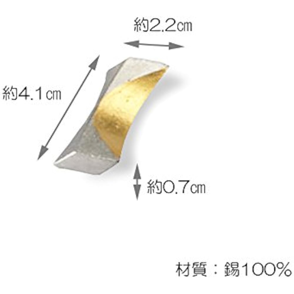 Nousaku Chopstick Rest - "Moon" - 5 Pieces Gold Leaf H0.7cm W4.1cm D2.2cm 100% Tin Paulownia Box Made in Japan 511710/Hashiok Chopstick Rest