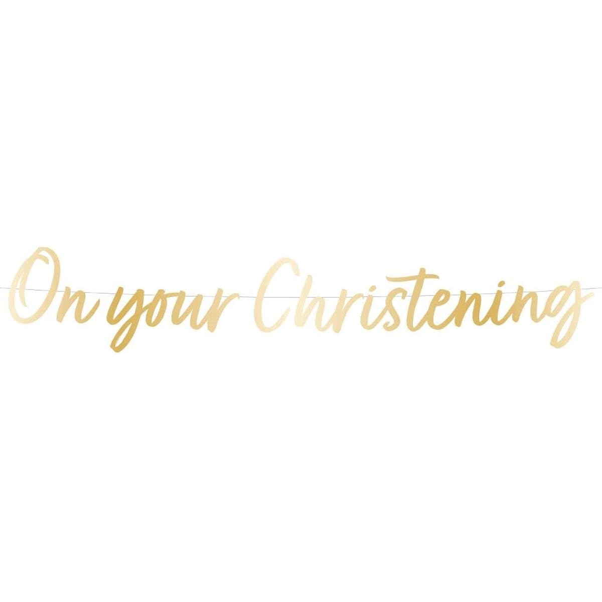 Amscan 9915637 Botanical Celebration Christening Banner Decor Gold