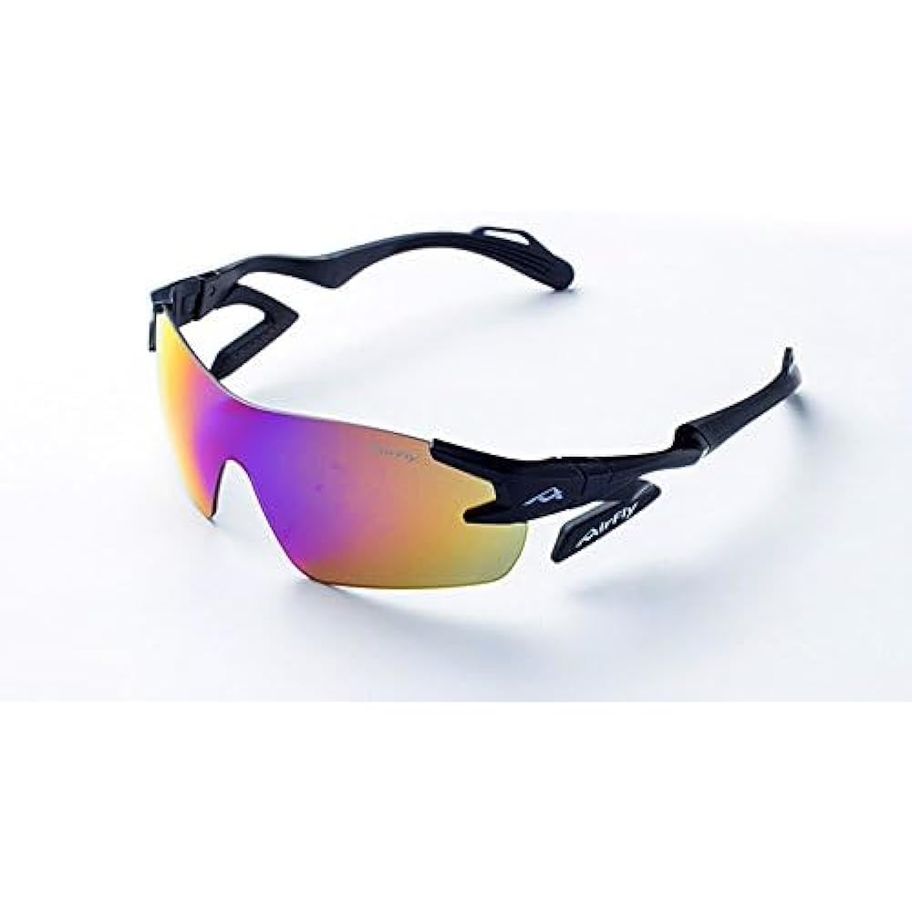 "Domestic regular product" AirFlay sports sunglasses without nose pad AF-301L series Frame color Black Lens color Purple gold mirror Visible light transmittance 14% UV cut rate 99% or more Product number AF-301 C-3L