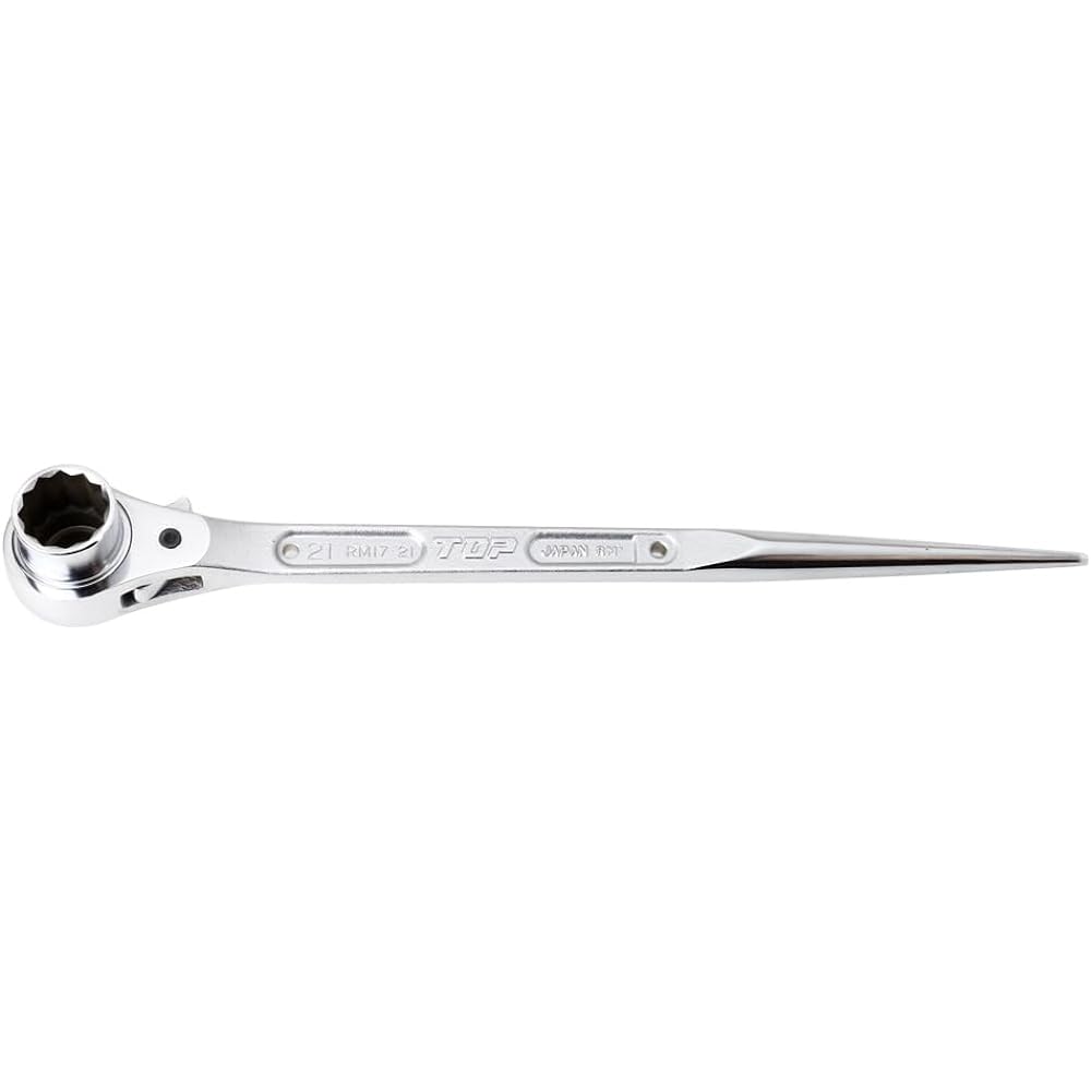 Top Industry (TOP) Ratchet Wrench Tatsuya Model Fully Polished Tobi Specification Curved Shino 17x21mm Scaffolding Housing Towel Tools RM-17x21N-BT-SV Tsubame-Sanjo Made in Japan
