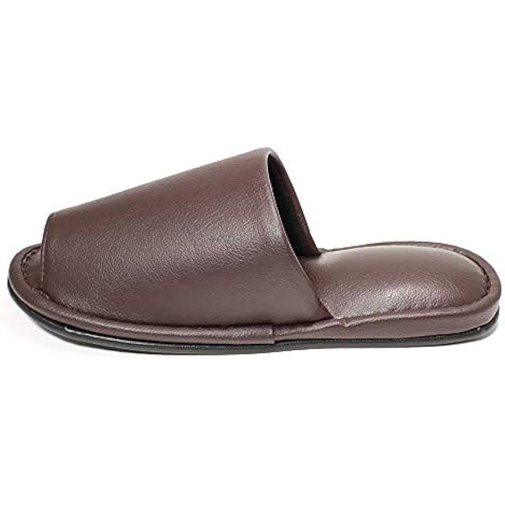 [HYBRIDWORKS] High quality leather-like slippers, antibacterial, 5-pair set, approximately 26cm, unisex, wipeable with water, for guests, for commercial use, open in front