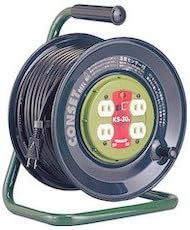 HATAYA Conset Reel Cord Reel, Indoor Use, 100V, 30m, Thickness: 2.0㎟, Plug-in Fixed Reel, Earth Leakage Breaker, Grounding, Built-in Temperature Sensor, 4 Outlets, For Home Use, Factory Use, Construction Sites, KB-30K