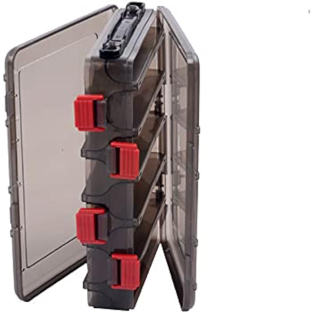 [Pont du Monde] Fishing Tackle Storage Lure Case Tackle Box Fishing (Set of 2/Clear Black) (Medium 10 Ports)