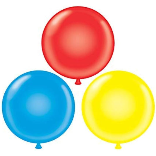 72" Giant Latex Balloons - Qty 3 - Red (1) Yellow (1) Blue (1)