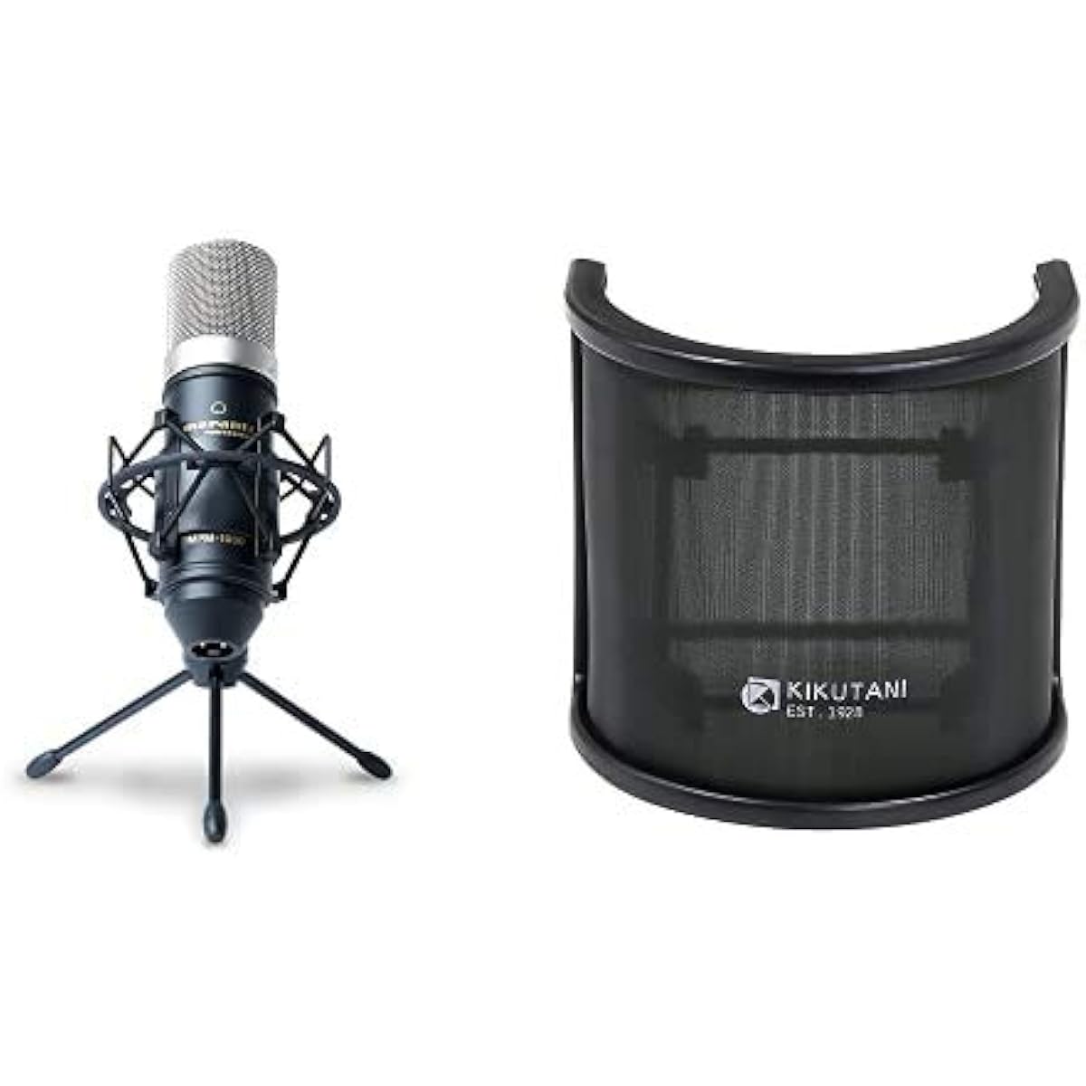 888M Marantz Pro Condenser Microphone MPM-1000, Kiktani Pop Blocker PO-7, and PLUTINUM Microphone Stand Set