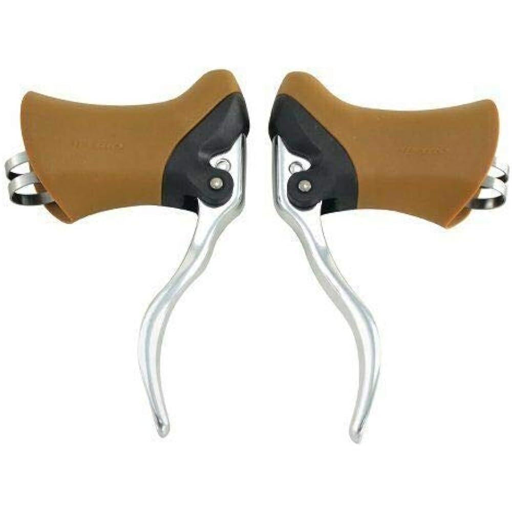 TEKTRO RL340 Brake Lever Set Road Bike 23.8mm and 24.2mm Rubber Hood Brake, Brown, MH1750