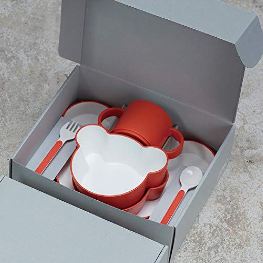 tak KIDS DISH Gift Box Cutlery Bear Gray JTN-1011-GY/Tak Kids Dish Dishwasher Safe (Gray) Children's Tableware