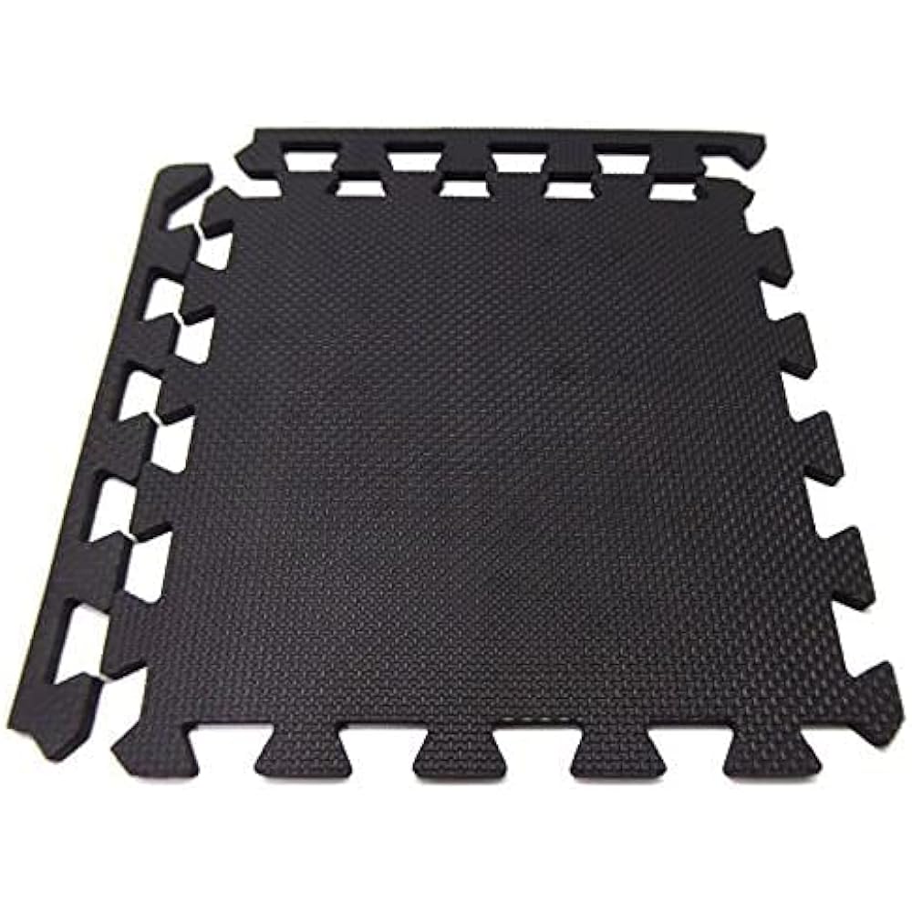 Geum EVA Joint Mat for Exercise/Training 30x30x1.0cm Set of 18 Floor Protection Scratch Prevention Soundproofing (with 18 side parts) (Black) Geum006