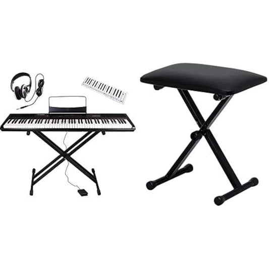 Artesia Digital Piano Value Set 88 Keys PERFORMER/BK Black (Includes Sustain Pedal/Stand/Headphones/Keyboard Design Cloth) + X-Shaped Piano Stool