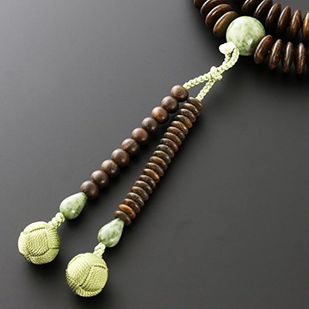 Kyoto Buddhist Altar Hayashi Prayer Beads Tendai Sect Green Sandalwood Dokzan Beads (for Men) Official Ceremony [Bead Bag Set] SM-086 Kyoto Prayer Beads