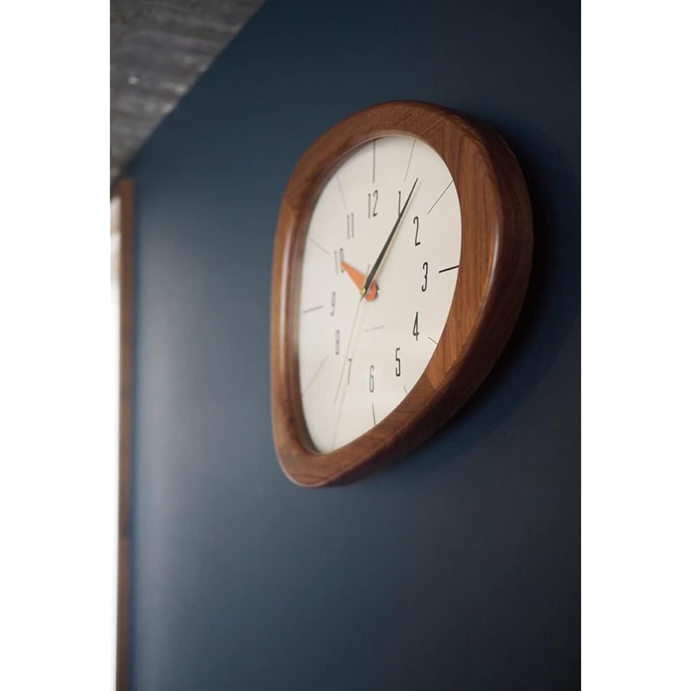 Interform Wall Clock Kino CL-3881BN Brown Wood Asymmetrical Sweep Movement