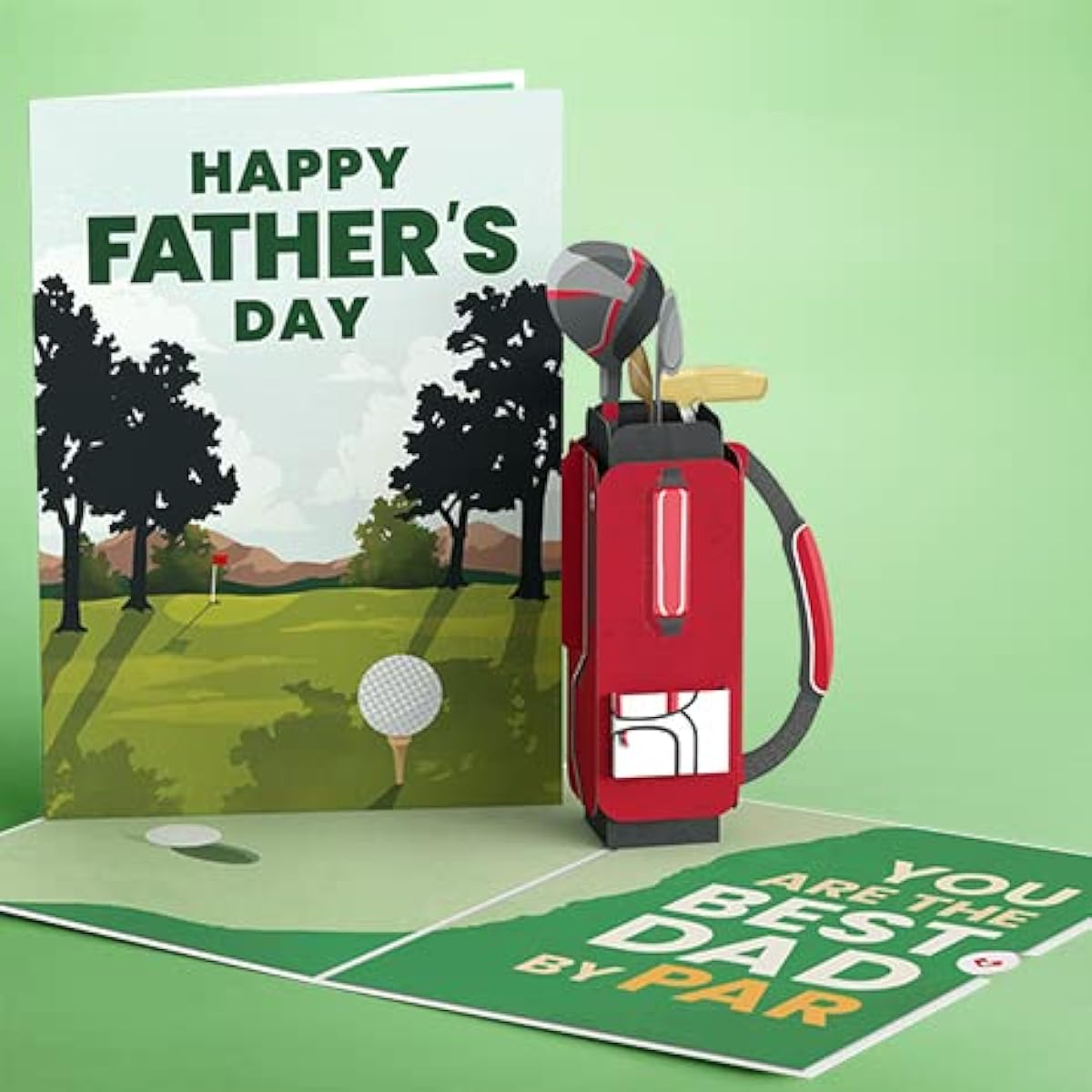 Lovepop Best Dad By Par Pop Up Card 5 x 7 Inch Father's Day Card Golf Dad Gift from Son or Daughter Greeting Card with Envelope