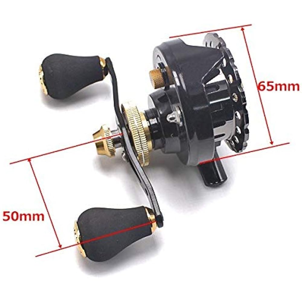 Wellvie Skein Fishing Squid Reel Chinu Drop Right Hand 2.6:1 Aluminum Machine Cut 6+1BB Raft Reel Hechi Fishing Single Shaft Reel Taiko Reel (Gold)