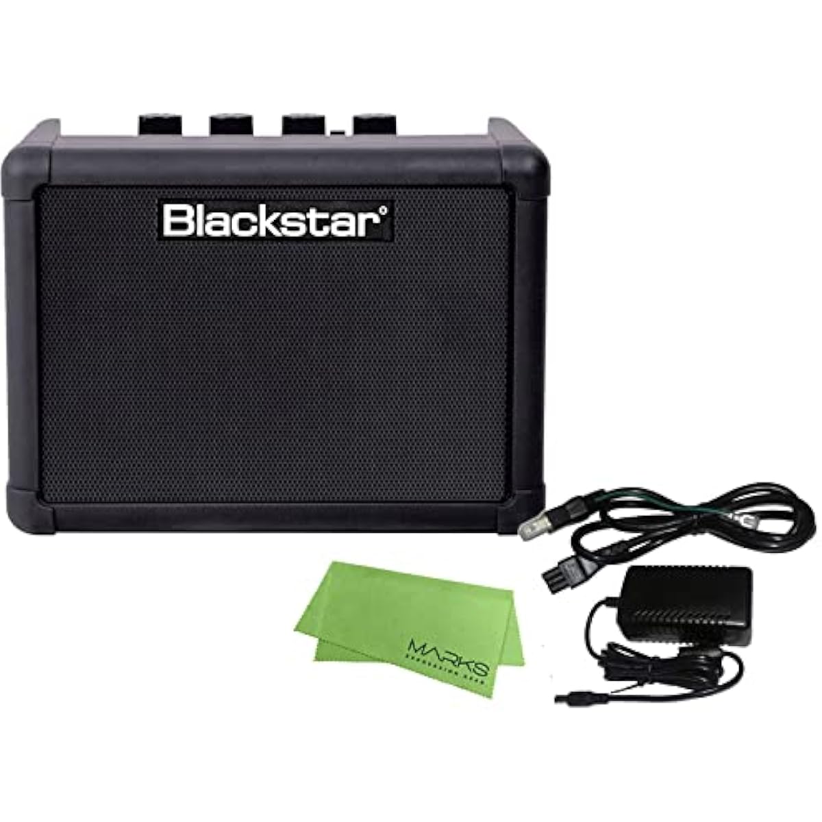 Blackstar Blackstar - Bluetooth-enabled mini guitar amplifier FLY 3 Bluetooth + genuine AC adapter FLY-PSU + Marks Music original cloth set