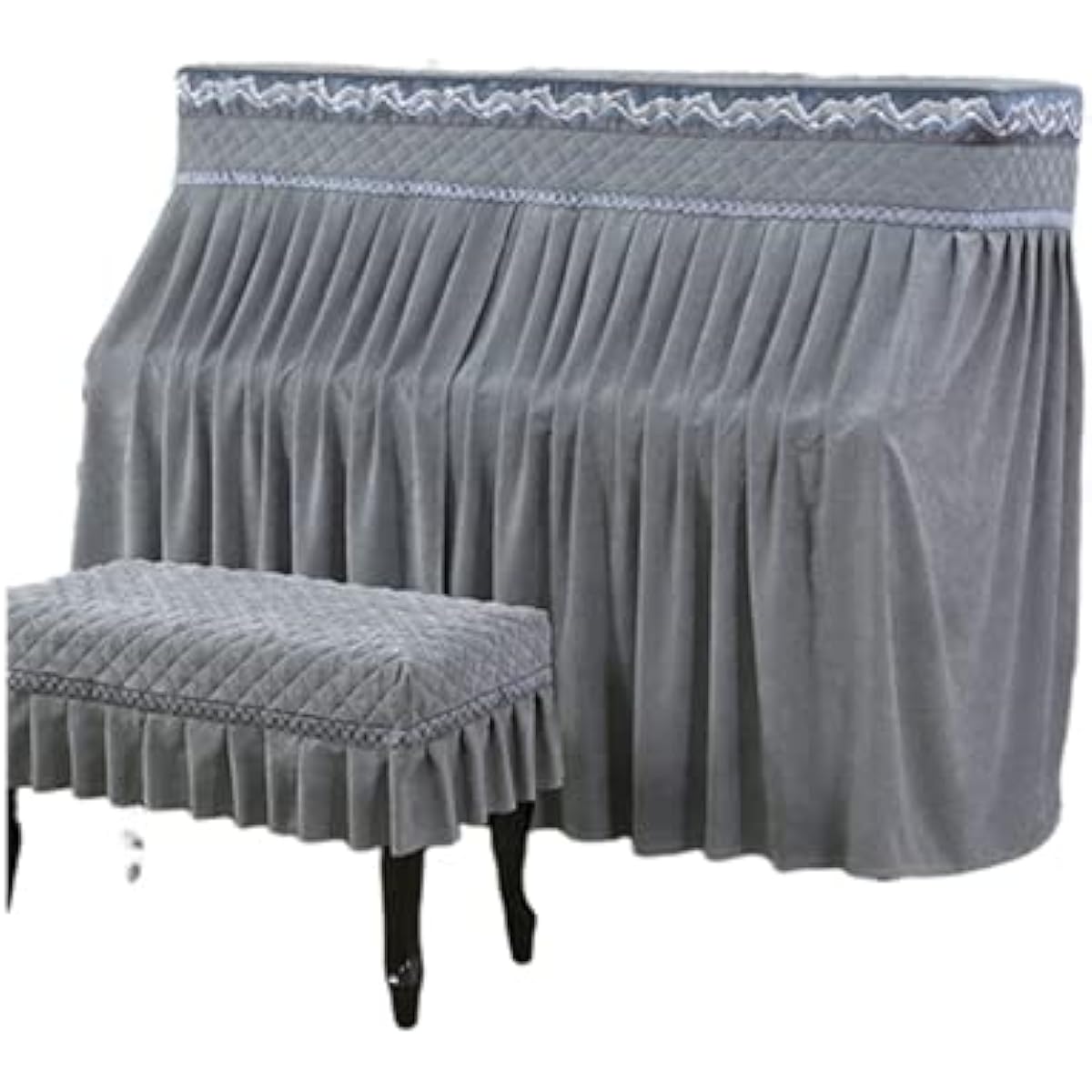 Piano cover, dust cover, piano cover, upright top cover, for standard upright pianos, electronic piano, full cover, stylish, simple, Nordic, lace, elegant (piano cover + chair cover (single-seater type), C)