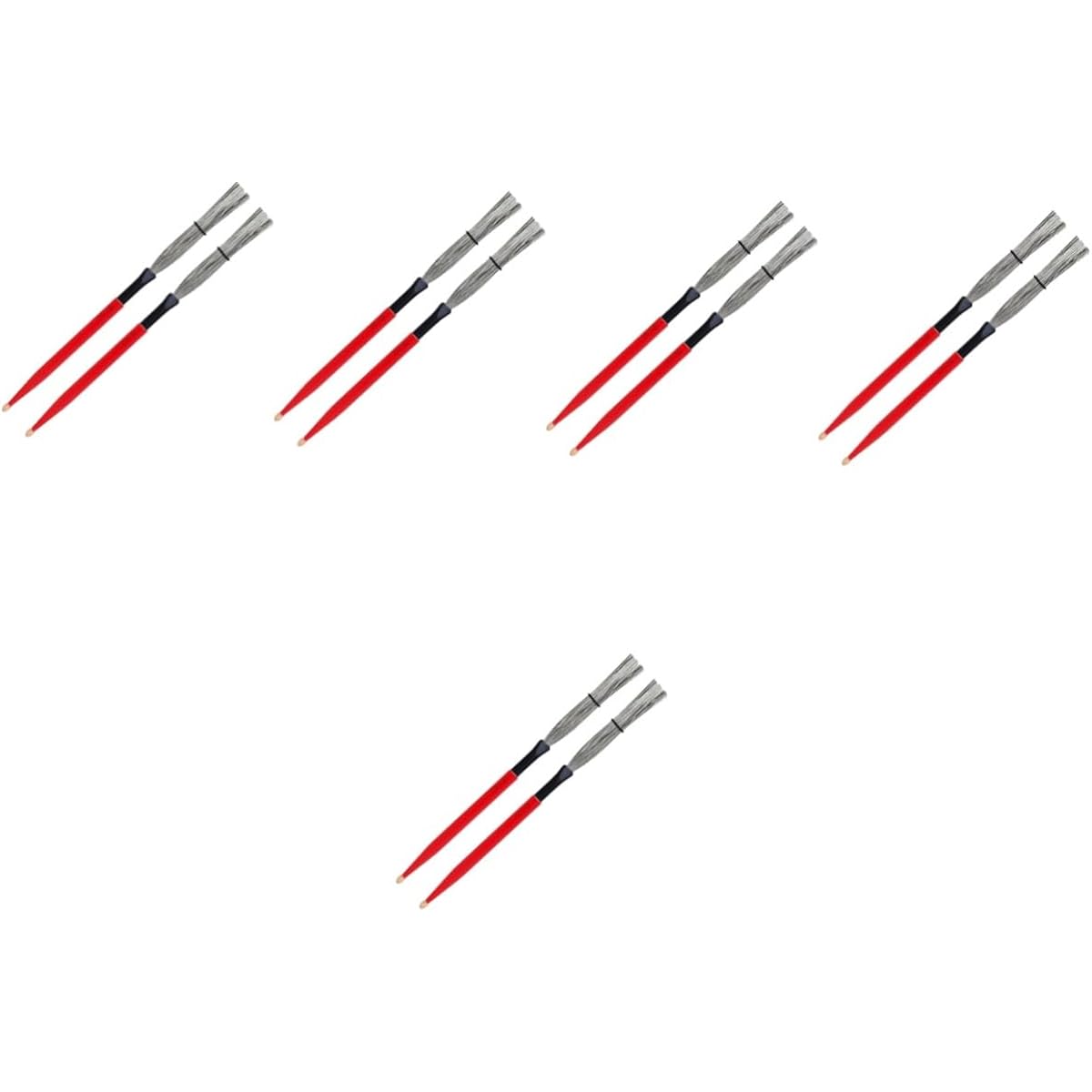 VICASKY 5 Pairs Double Head Drum Brushes Percussion Accessories Drumstick Brush Brush for Wire Drum Professional Drum Brush Jazz Drum Brush Maple Red Wooden Handle